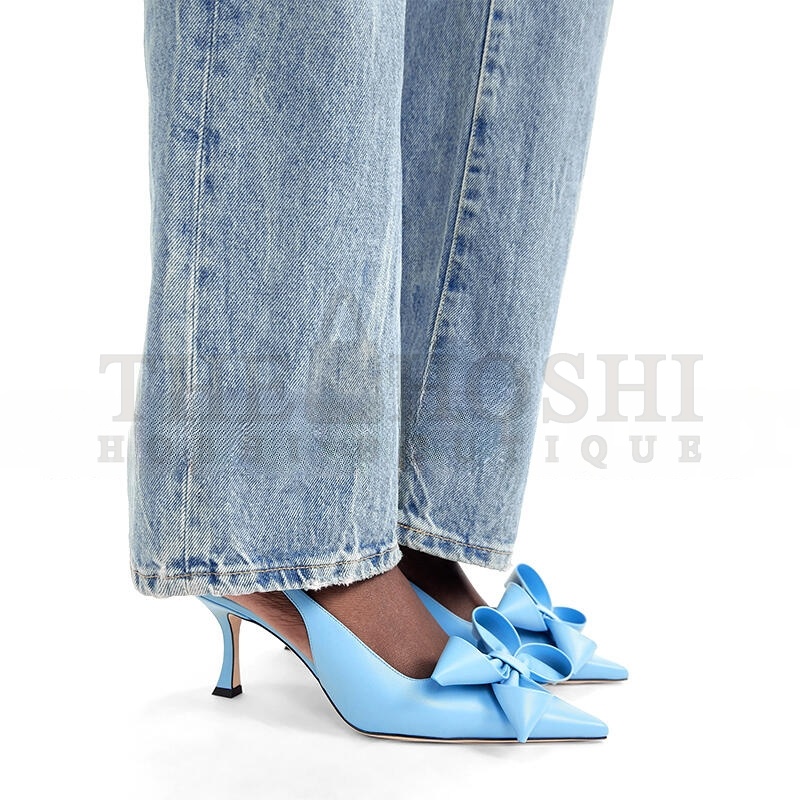 J1m*y Ch00 STAZ BOW EMBELLISHED LEATHER SLINGBACK PUMPS J000174436 Master Quality